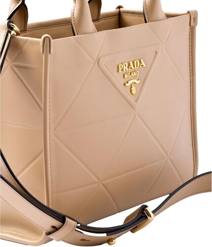 Prada Womens Soft Calfskin Leather Triangle Quilted Sand Beige Mini Handbag Tote in Saudi Arabia