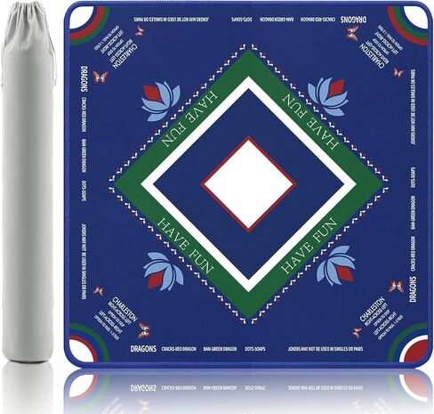 Mahjong Mat for Table - Non-Slip Rubber Mat with Waterproof Surface & Anti-Wrinkle Design, Foldable for Mahjong Tiles, Poker, Dominoes, Game Nights, 32.4x32.4 Inch in Kuwait