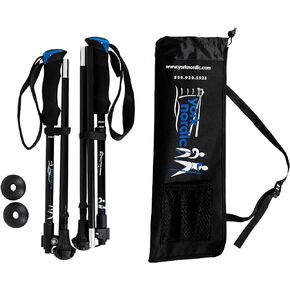 York Nordic Ultralight Folding Walking Poles - Travel Ready - with Rubber Feet, Baskets, and Bag