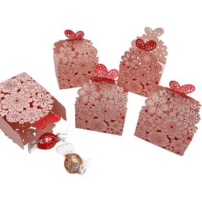 Party Favor Boxes Flower Butterfly Candy Boxes Laser Cut Candy Boxes Pink Gift Boxes for Wedding Bridal Shower Anniverary Birthday Party (20 PCS)