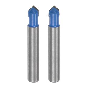 HARFINGTON 2pcs Router Bits 1/4" Dia 1/4" Shank 90 Degree V Type End Mill Carbide for Woodworking Carpentry Engraving Edge Trimmer Cutter Tools