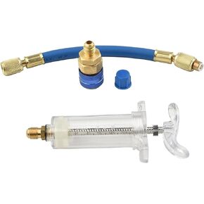 AC Oil and Dye Injector Kit with Quick Coupler Manual Oil Dye Injector Refrigerant Tool with 1/4" SAE Connector