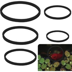 PEUTIER 5pcs Aquarium Floating Plant Rings, Foam Floating Plant Corral Fish Feeding Rings Fish Tank Food Ring for Keeping Floating Plants in Place (Black)