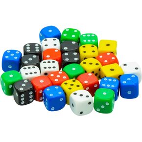 30x Dice Pack | 10mm 6 Classic Colours Spot Dice Set | for Classic and Professional Tabletop Dice Games | by Warlord Games