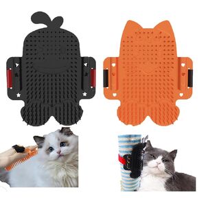 Zoejiuju 2 Packs Cat Self Groomer, Pet Massage Combs Brush, Cat Wall Scratcher Cat Grooming Brushes for Indoor Cats, Bathing Brush with Catnip, Self Massage Tool for Long & Short Fur Kitten Cats Dogs