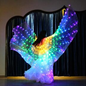 AIHANCH LED Isis Wings Belly Dance Light Up Wings Adults - 300 Lamp Beads Glow Dance Wings with Telescopic Sticks for Women Kids Stage Show Halloween Christmas Party