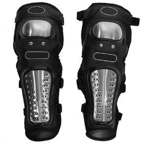 Keenso 2 Pcs Knee elbow pads, Adults Alloy Steel Motorcycle ATV Motocross Elbow Knee Shin Guard Pads Protector Motocross Racing Protective Armor Set (Long) Wearing Accessories