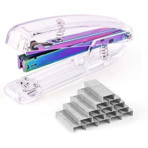 Coopay Clear Acrylic Stapler Purple Desktop Stapler with 2000 Pieces Silvery Staples for Office Desk Accessory(Purple)