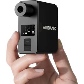 AIRBANK Mini Bike Pump with Guage Pocket PRO, Max 120PSI Bike Air Pump Auto Shut-Off, Portable Electric Bicycle Pump for Road Bike and Balls, Tire Inflator for Schrader & Presta Valve
