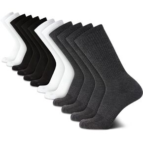 AND1 Men's Athletic Arch Compression Cushion Comfort Crew Socks (12 Pack)