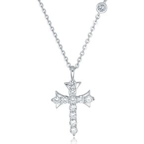 SUNFEEL S925 Sterling Silver Cross Necklace for Women - CZ Inlaid Pendant, Ideal for Anniversary, Birthday, Wedding, and Special Occasion Gifting
