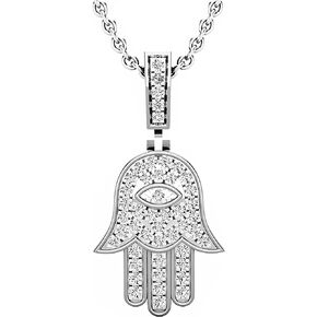 Dazzlingrock Collection 0.25 Carat (ctw) Round White Diamond Ladies Small Hamsa Hand of Fatima Charm Pendant 1/4 CT