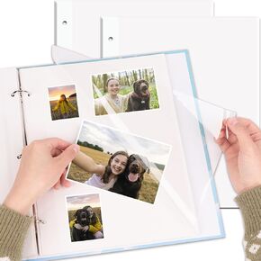 11 x 9 Inch Photo Album Refill Pages,Album Pages for 3 Ring Binder,Photo Album Self Adhesive Pages, for 2x3 4x6 5x7 8x10 Replacement Photo Album Sheets (50 Sheets / 100 Pages)