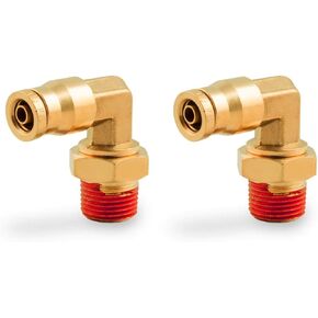 ANRIWT 1/4" 90 Degree Elbow Union Brass DOT Push to Connect Air Line Fittings, 1/4" OD Tube x 1/8" NPT Air Brake Line Quick Fitting Connectors for Truck Trailers or Industry Air System(2 PCS)