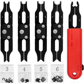 Sopnom E Clip Tool, E Clips Removal And Installation Assortment Kit Tool Set, Exchangeable 4 Sizes (3/4/5/6mm) Clip Rings Kit & 40Pcs E Clips