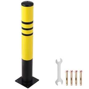 GAOMON 36" x 4.5" Safety Bollard, 1 Pack of Safety Bollard Post, Yellow Powder Coat Pipe Steel Safety Barrier with 8 Free Anchor Bolts, Perfect for Traffic-Sensitive Area