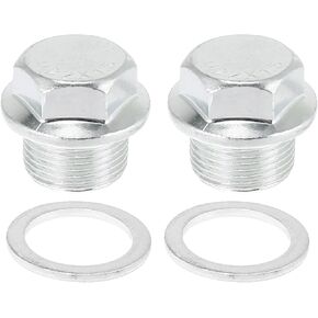 X AUTOHAUX 2 Pcs M22 x 1.5 Steel Engine Oil Drain Plug Screw with Seal Ring for GM Silver Tone