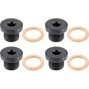 X AUTOHAUX 4 Pcs M14x1.5 Steel Engine Oil Drain Plug Screw for Audi A4 A6 S8 S6 S5 Q7 Q5 RS7 RS7 for Volkswagen Touareg Black