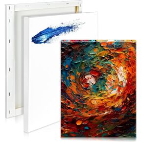 DLOnline 3 Packs Stretched Canvas, 100% Cotton Painting Canvas, Primed White Canvases, Blank Canvases for Painting, Art Canvas Boards for Acrylic Paint, Oil, 11 x 14 inches