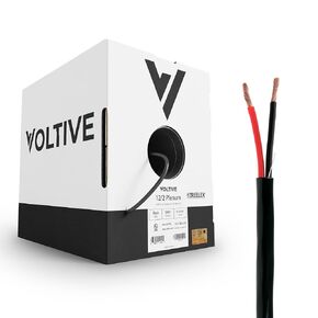 Voltive 12/2 Plenum Speaker Wire - 12 AWG/Gauge 2 Conductor - UL Listed Plenum Rated (CL2P/CL3P/CMP) - Oxygen-Free Copper (OFC) - 500 Foot Bulk Cable Pull Box - White