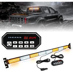 ASPL 32 inch Traffic Advisor Dash Strobe Light Bar with Controller Interior Windshield Emergency Lights Bars with Directional Arrow Warning Safety LED for Snow plow Trucks Vehicles (Amber/White)