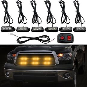 (Upgrade 2) Led Strobe Lights for Emergency Vehicles Trucks 12-24V IP66 Waterproof (Amber)