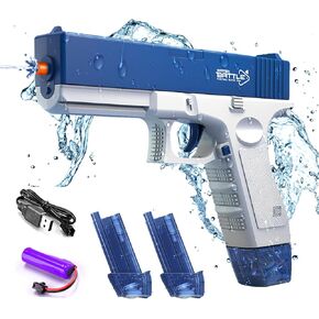 Automatic Water Gun - Electric Water Gun Powerful for Adults,32 Feet Long Range Watergun, Rechargeable Electric Squirt Water Gun for Beach Pool Swimming Outdoor Party, Blue