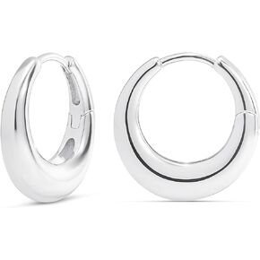 MILLA 14K Gold Plated Hoop Earrings | Small Silver Hoops | Thick Lightweight Chunky Hoop Earrings for Women