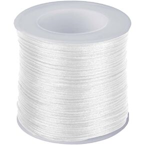 1.5mm X 60Yards Nylon Cord White Bracelet String Nylon Satin Cord Wind Chime String Thread Macrame Waxed Braided Trim Cord for Valentine's Day Present Jewelry Making,Beading,Macrame Craft,Blinds