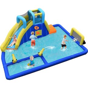 BOUNTECH Inflatable Water Slides, 17x12FT Giant Waterslide Park for Outdoor w/Water Soccer Splash Pool, Dual Water Cannons, Blow up Water Slide Inflatables for Kids and Adults Backyard Party Gifts
