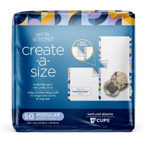 Pet Life Unlimited Create-a-Size Puppy Pads, Pee Pads for Dogs, Dog Training Pads - Fragrance Free Dog Pads, - Made in The USA - 22" x 22" - 50 Count (Pack of 1)