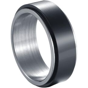 HIJONES Men Women's Stainless Steel Anxiety Rotatable Ring Polished Statement Wedding Band