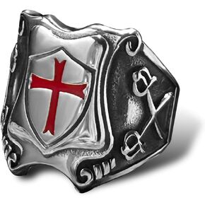 bahamut Knights Templar Cross Ring for Men Boys Stainless Steel Vintage Crusader Amulet Religious Medieval Rings Holy Knight Jewelry Gifts