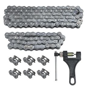 HOLATO Front #420 Roller Chain 42 + Rear 90 Link with Drive Chain Breaker Kit for 196cc 212cc 6.5hp Coleman CT200U CT200U-EX BT200X Baja Warrior Hensim Massimo MB165 MB200 Mini Bike Heavy Duty Parts