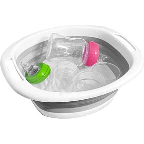 KEUYE Baby Bottle Wash Basin,Collapsible Baby Bottle Dishwasher Baskets,Baby Bottle Tub for Sink,Reusable Baby Bottle Sink Basket for Home and Travel
