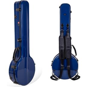 Crossrock Fiberglass Banjo Case fits Openback 17-Fret Tenor styles of Banjos, Includes Interior Compartment, Backpack Straps, Hygrometer, TSA Lock-Navy Blue (CRF2020SOBJNVBL)