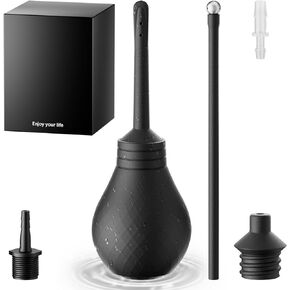 GNEGKLEAN 8.5oz Enema Bulb Kit for Men and Women, Amal Douche Vaginal Enima Cleanse with 9.84in Enema Tub and Silicone Enama Nozzle