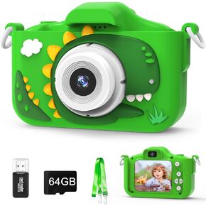 Kids Camera, Camera for Kids with 64GB Card, 48MP, 1080P HD, Kids Camera for Toddler Girls Boys Children, Christmas Birthday Gifts for Toddler Age 3 4 5 6 7 8 9 (Green)