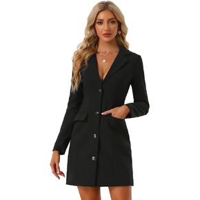 Allegra K Women's Blazer Dress Notched Lapel Collar Office Work Jackets Outfits