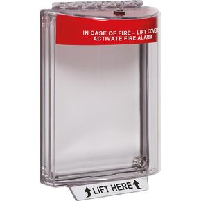 Safety Technology International, Inc. STI-13010FR Universal Stopper®, Flush Mount and Fire label, Indoor/Outdoor Protective Polycarbonate Cover for Pull Stations or Call Points, Red