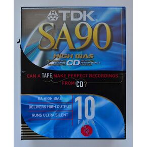 TDK SA90 High Bias CD Super Avilyn Type II Audio Cassette Tapes - Pack of 10