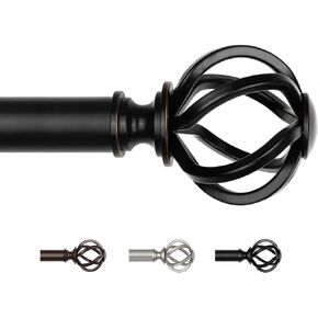 Gold Curtain Rods 32 to 58 Inches (2.6 to 4.8 ft), USFOOK Decorative Curtain Rods for Windows, 7/8 Inch Telescoping Splicing Drapery Rods with Twisted Cage Finials