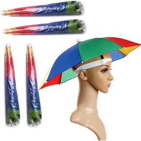 Guyuyii 4-Pack Hands-Free Umbrella Hat - All-Weather Protection for Festivals, Hiking, Beach Fun, and Outdoor Activities - Adjustable Umbrella Hats for Adults and Kids - Perfect for Travel, Camping