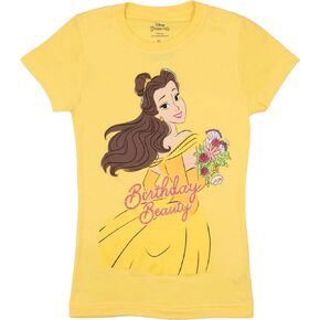 Disney Princesses Minnie Mouse Lilo & Stitch Birthday Girl Short Sleeve T-Shirt, Girls Short Sleeve Tee for Birthday Parties