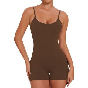 YOKGO Women's One Piece Jumpsuits Yoga Workout Romper Summer Casual Shorts Outfits Ribbed Sleeveless Bodysuits