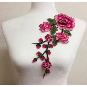 PEPPERLONELY 1 PC White Embroidery Rose Flower Sew On Patch Dress Hat Bag Jeans Applique Crafts Clothing Accessories