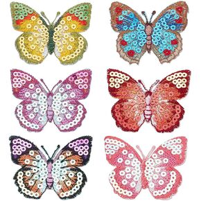 INFUNLY 6pcs Sequin Butterfly Iron on Patches Sew on Butterfly Patches 6 Colors Butterfly Applique Butterfly Embroidery Patches Badges for Clothes Bag Jacket Pants Shoes DIY Projects