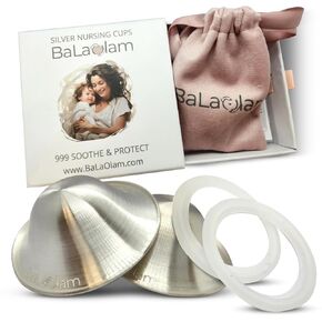 BalaOlam 999 Original Pure Silver Nursing Cups for Cracked and Painful Nipples, Alleviate Soreness and Accelerate Healing Process.