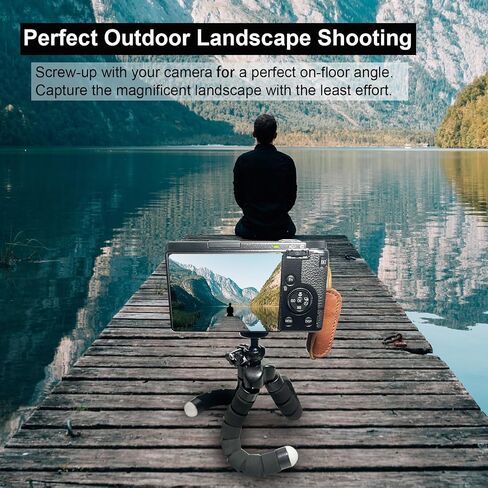 XIOQRA O Flexible Mini Phone Tripod Stand with Remote Control, Phone Clamp and Universal 1/4 Screw Mount - Easy Setup, Portable & Stable for Outdoor Shooting Lighting - 360° Rotatable Ball Head in Saudi Arabia