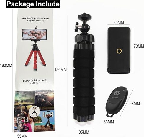 XIOQRA O Flexible Mini Phone Tripod Stand with Remote Control, Phone Clamp and Universal 1/4 Screw Mount - Easy Setup, Portable & Stable for Outdoor Shooting Lighting - 360° Rotatable Ball Head in Saudi Arabia